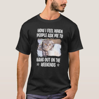 Camiseta Gatos Dizendo Preguiçoso Dizendo Mal-humorado 15