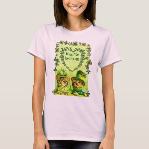 CAMISETA GATOS DO DIA DE SÃO PATRÍCIO COM CORAÇÃO, ENGRAÇAD