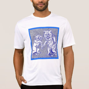 Camiseta Gatos do gatinho no azul por Louis Wain