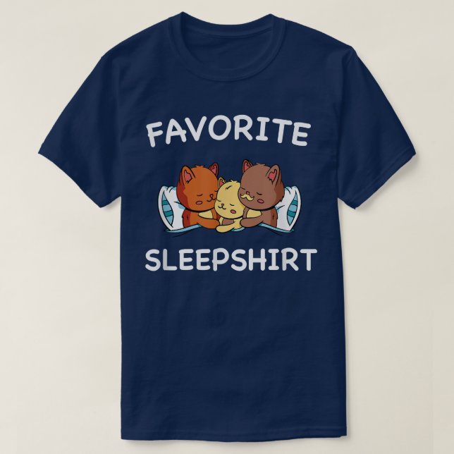 Camiseta Gatos Dormem Dormindo Pijama Noite (Frente do Design)