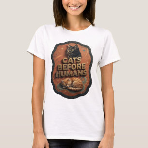 Camiseta Gatos Dourados Frescos ANTES DOS HUMANOS Design Mo