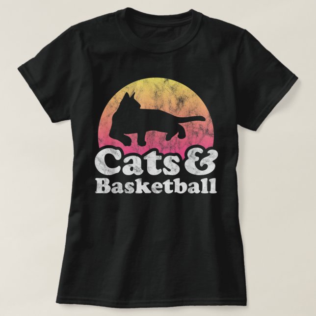 Camiseta Gatos e basquetebol Masculinos ou Mulheres Gato e  (Frente do Design)