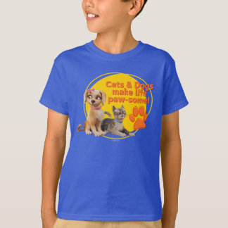 Camiseta Gatos e Cachorros Fazem Vida Paw-some!