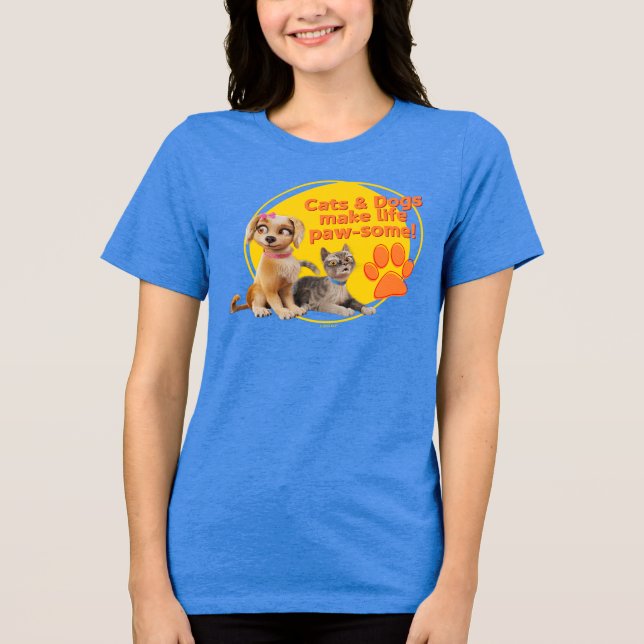 Camiseta Gatos e Cachorros Fazem Vida Paw-some! (Frente)