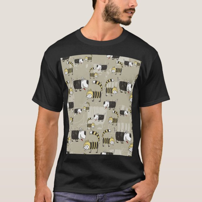 Camiseta Gatos e Cães: Textura Engraçada Sem Olhos (Frente)