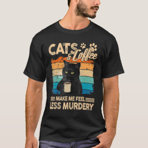 Camiseta Gatos E Café Me Fazem Sentir Menos Gato Assassino