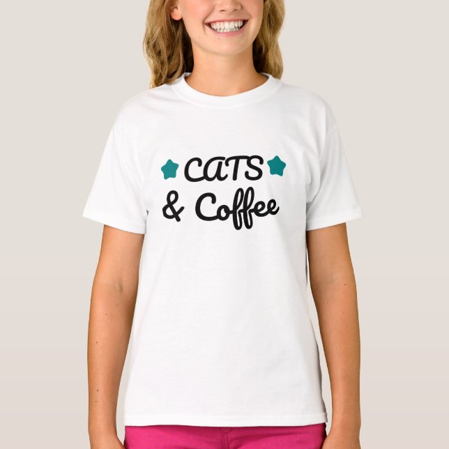 Camiseta Gatos e Café, Presente Perfeito para Amantes de Ga (Frente)