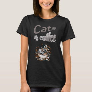 Camiseta Gatos e Café Retro
