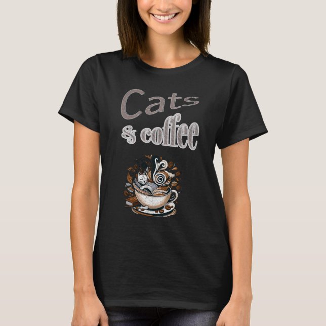 Camiseta Gatos e Café Retro (Frente)