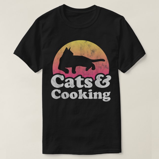 Camiseta Gatos e Cozinhar (Frente do Design)