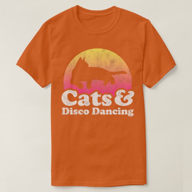 Camiseta Gatos e Dançarinas de Disco ou Gatos de Mulheres (Frente do Design)