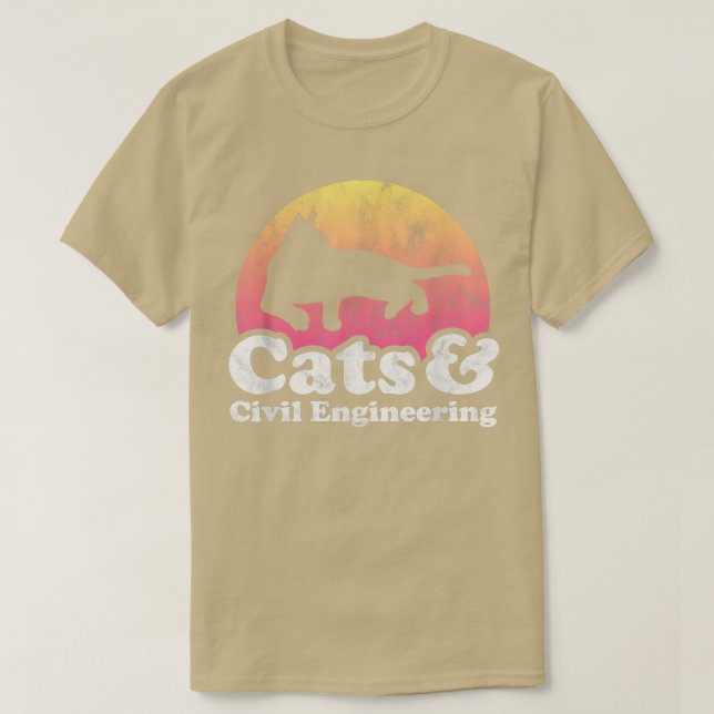 Camiseta Gatos e Engenharia Civil, Gato e Engenheiro Civil  (Frente do Design)