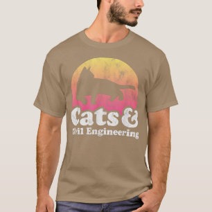 Camiseta Gatos e Engenharia Civil, Gato e Engenheiro Civil 