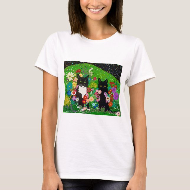 Camiseta Gatos e Flores (Frente)