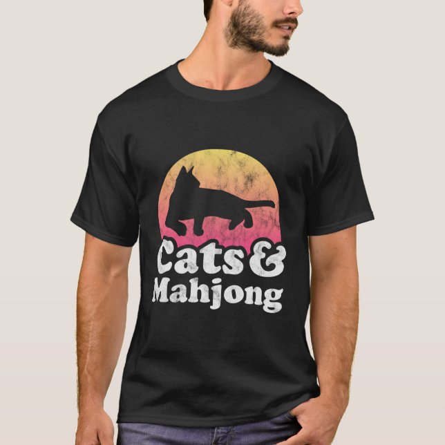 Camiseta Gatos E Gatos De Mahjong (Frente)