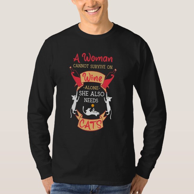 Camiseta Gatos E Gatos De Vinho Mãe (Frente)