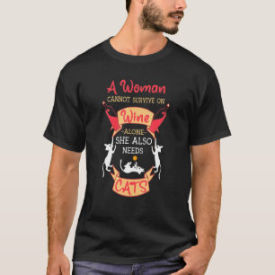 Camiseta Gatos E Gatos De Vinho Mãe