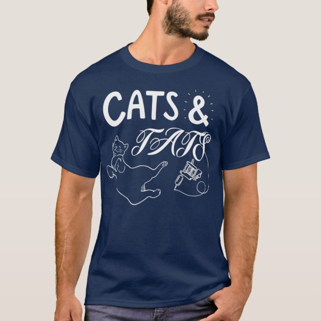 Camiseta Gatos E Gatos Engraçados Gatos Legal Tatuagem Love (Frente)
