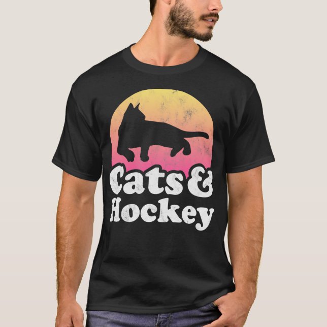 Camiseta Gatos e Hockey, de uso masculino ou feminino (Frente)