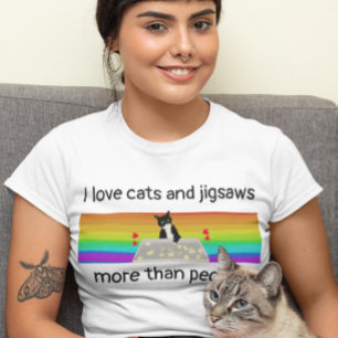 Camiseta Gatos e jigsaws mais do que a diversão pessoas que