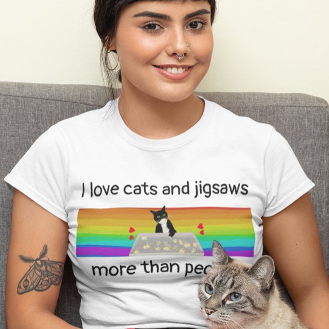 Camiseta Gatos e jigsaws mais do que a diversão pessoas que (Criador carregado)