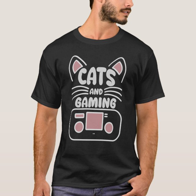 Camiseta Gatos E Jogos Adoram Jogar Videos games Gam Bonito (Frente)