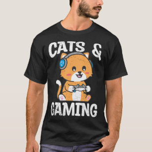 Camiseta Gatos E Jogos Desenho Fofo Dono de Gato Animais de