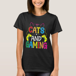 Camiseta Gatos E Jogos Para O Jogo De Vídeo Gamer Do Gato D