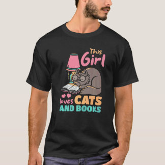 Camiseta Gatos E Livros Esta Garota Ama Gatos E Livros
