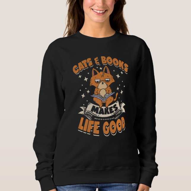 Camiseta Gatos e Livros Fazem Vida Um Bom Livro Cão Gato (Frente)