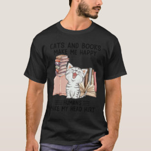 Camiseta Gatos E Livros Me Fazem Feliz Humanos Me Fazem Doe