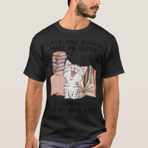 Camiseta Gatos E Livros Me Fazem Humanos Felizes Fazem Minh