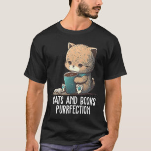 Camiseta Gatos e Livros Perfeição de Gatos Livros Bibliófil