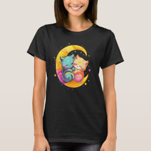 Camiseta Gatos e Lua Yume Decora Kei Pastel Goth