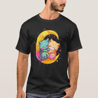 Camiseta Gatos e Lua Yume  Decora Kei Pastel Goth