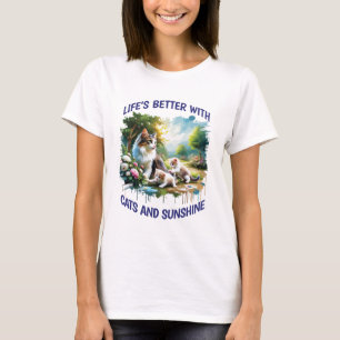 Camiseta Gatos E Mulheres Brancas