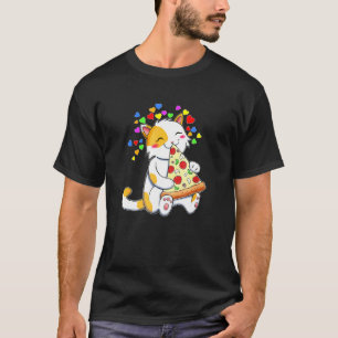 Camiseta Gatos E Pizza Kitty Corações S Para Animal