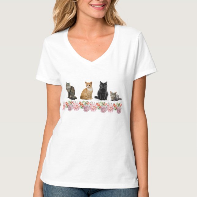 Camiseta Gatos e Rosas (Frente)