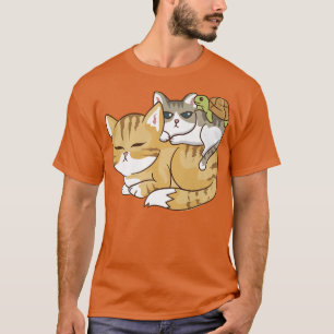 Camiseta Gatos e uma pilha de tartaruga Anime Kawaii Kawaii