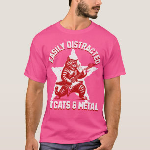 Camiseta Gatos E Ventilador Metálico Estrela De Rock Pesado