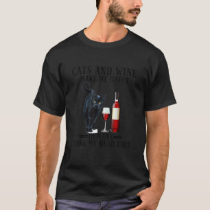 Camiseta Gatos e Vinho Me Fazem Feliz Humanos Me Fazem Doer