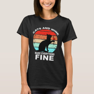 Camiseta Gatos E Vinho Tornam Tudo Bem Gatos Vino Vinho