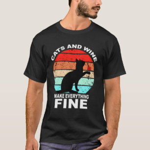 Camiseta Gatos E Vinhos Fazem Tudo Bons Gatos Vino