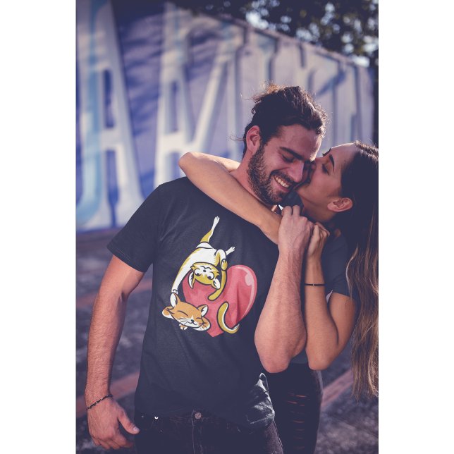 Camiseta Gatos em Amor Camisa-do-dia de Namorados Adorável (Criador carregado)