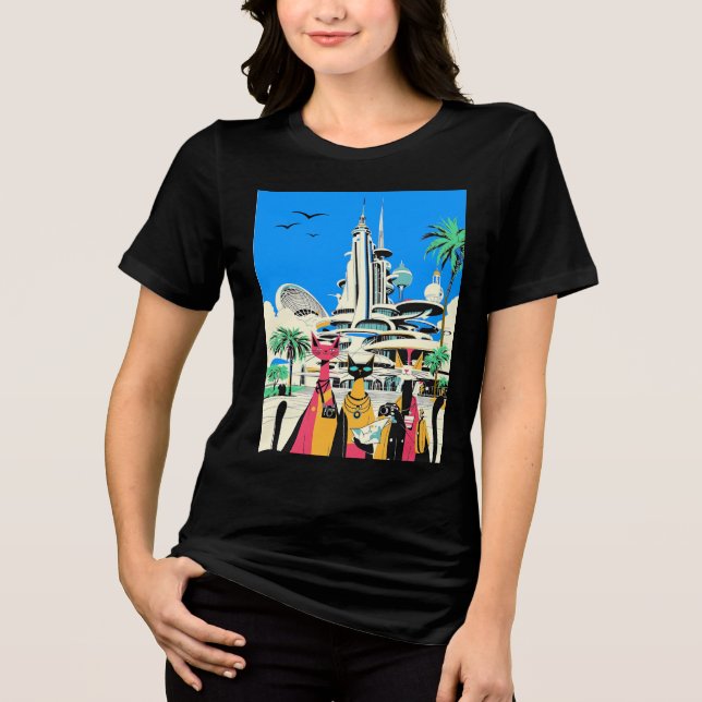 Camiseta Gatos em Férias Visitem o Futuro (Frente)