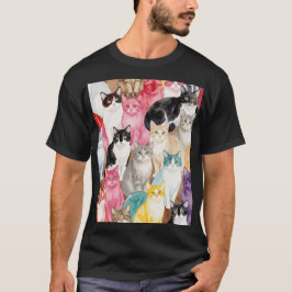 Camiseta Gatos em Multicolor