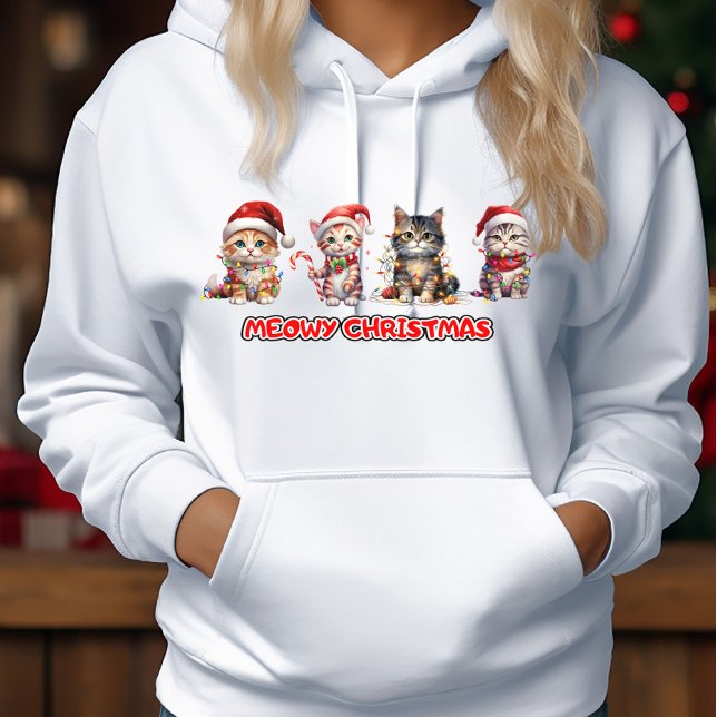 Camiseta Gatos em Santa Hats e Luzes Feliz Natal (Criador carregado)