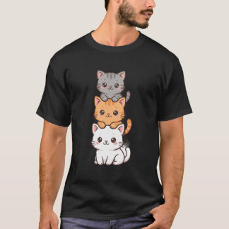 Camiseta Gatos Empilhados — Arte Fofa de Torre de Gatos Kaw
