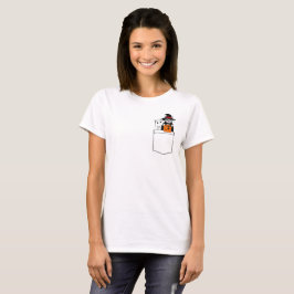 Camiseta Gatos Engraçados de Halloween no Bolso