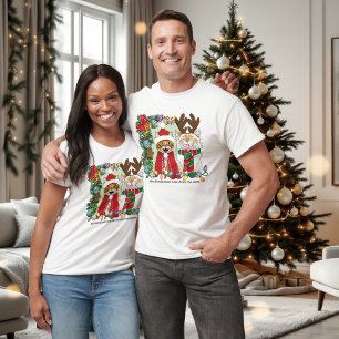 Camiseta Gatos engraçados de Natal Foto de férias de irmãos